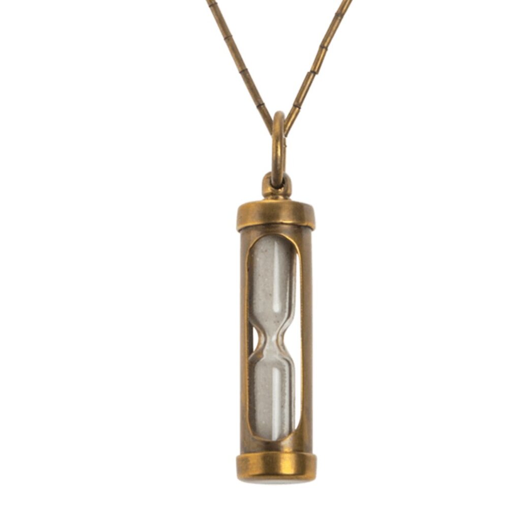 Vintage Style Brass Working Hourglass Necklace 32"